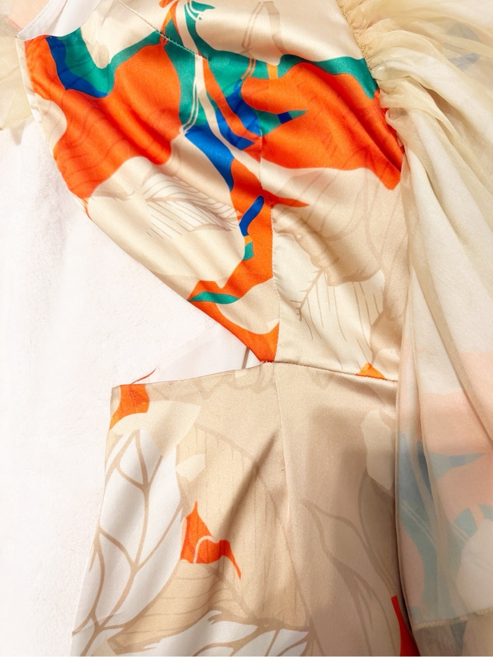 Mandira Wirk Anthropologie Ruffled One-Shoulder Floral Maxi Dress Gown Sz Medium - Picture 4 of 9